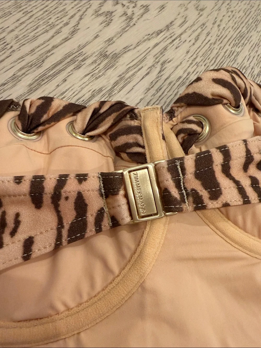 Zimmermann Leopard Print Strapless One-Piece Swimsuit Tan/Brown Straps Included